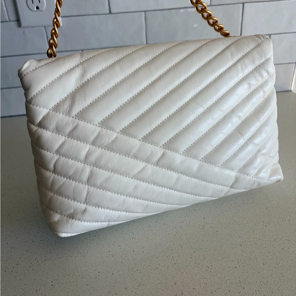 NWOT Tory Burch Kira Chevron Devon White Quilted Crossbody Bag with Gold Chain - Picture 4 of 11